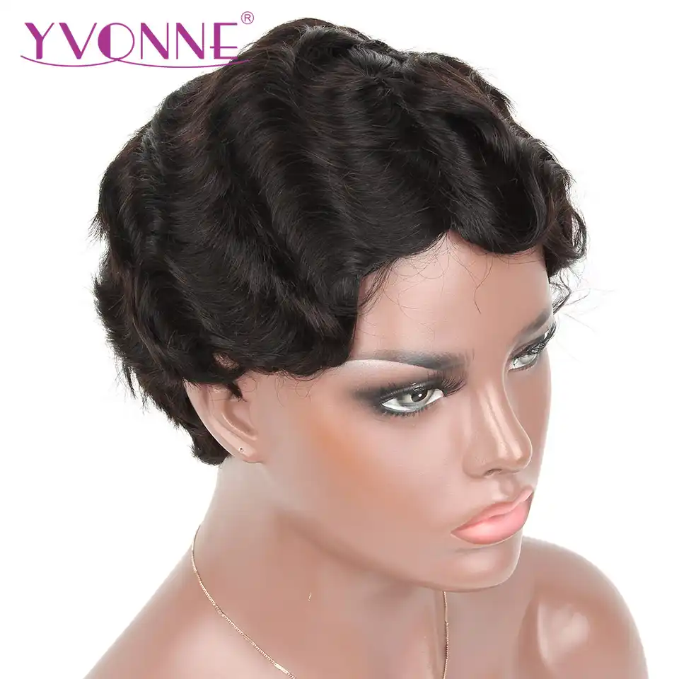 Yvonne Finger Wave Pixie Cut Wig For Women Brazilian Virgin Hair