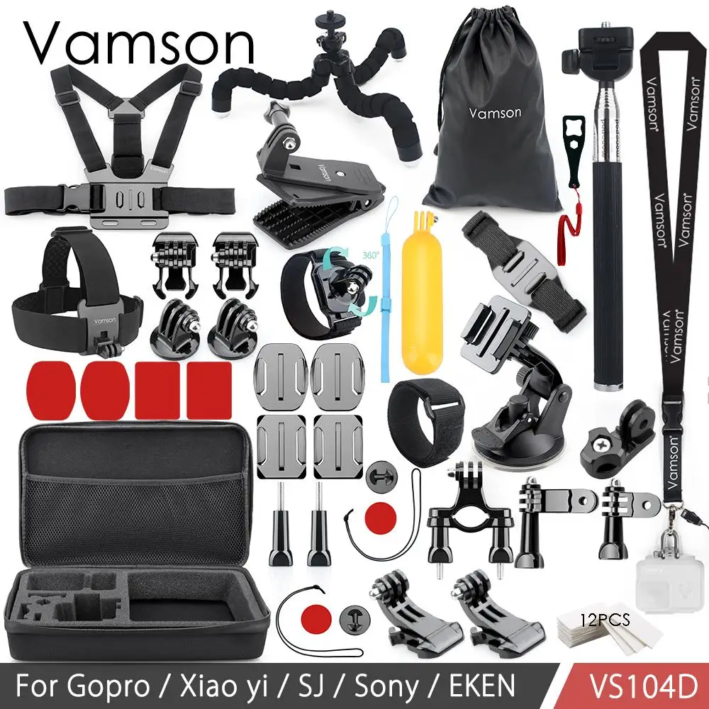 Vamson для Go pro комплект аксессуаров монопод для Gopro Hero 7 6 5 4 3 для Xiaomi yi для SJCAM eken H9R Mijia VS104 - Цвет: VS104D