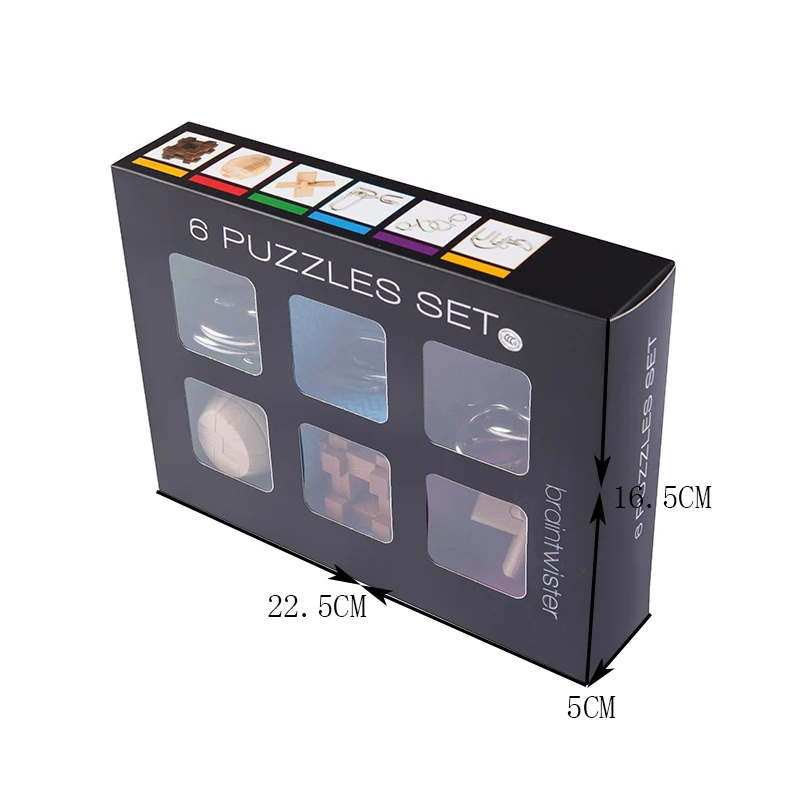 Brain Teaser Toy 1 Lot=6 PCS Kongming Lock Magic Trick China Traditional Puzzles Baguenaudier Rings Cardan's Suspension