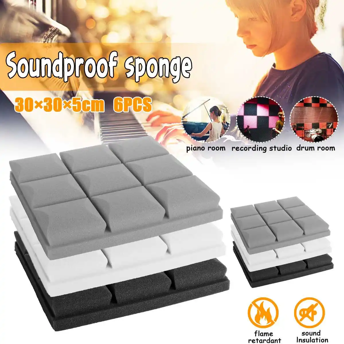 Us 11 78 51 Off 6pcs 300x300x50mm Acoustic Soundproofing Foam Sound Stop Absorption Foam For Ktv Audio Room Studio Room Bedroom In Sealing Strips