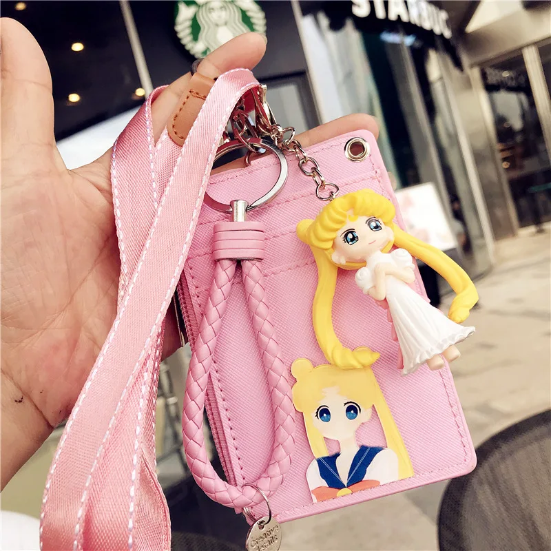 

1pcs High Quality Lovely Keychain Keyring ID Badge Case Clear Pattern Student Nurse Bank Credit Card Holders ID Badge Holders