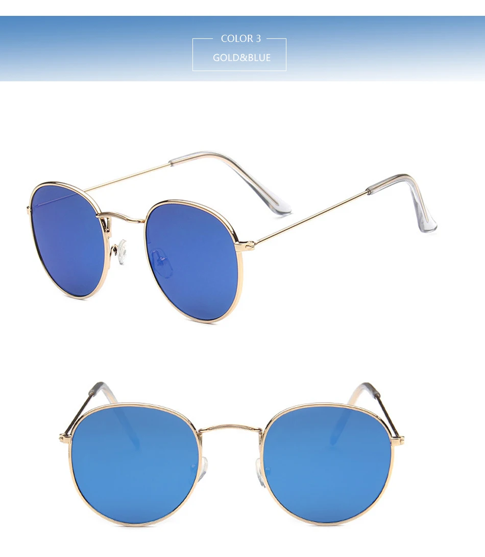 Новинка! Круглые Солнцезащитные очки в стиле ретро для женщин и мужчин, брендовые дизайнерские солнцезащитные очки для женщин, зеркальные очки из сплава для женщин
