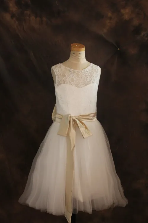 Недорогие Платья с цветочным узором для девочек на свадьбу,, реальные образцы, нарядные платья для девочек с бантом, кружевные платья, vestidos de comunion - Цвет: Белый