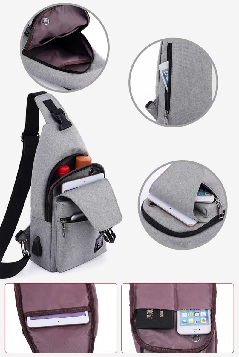 Men USB Charging Backpack Travel Anti Theft Canvas Chest Bag Women Headphone Hole Teenager Casual Bags Sac A Dos Homme BP0220 (28)