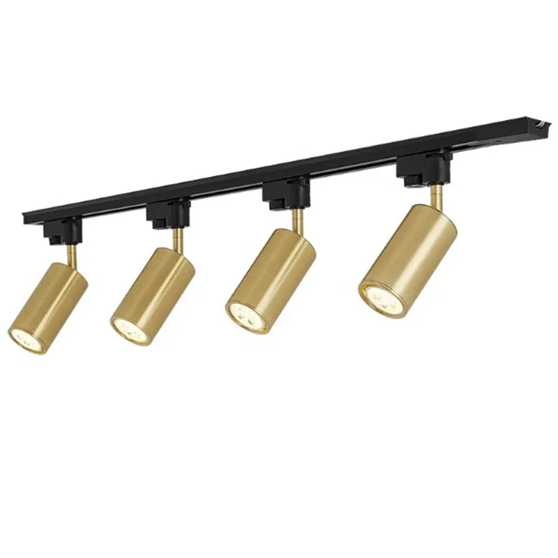 Us 42 5 15 Off Led Track Light Nordic Luxury Brass Copper Track Spotlights Led Ceiling Lamp Living Room Walls Aisle Bar Gold Lamps With Rail In