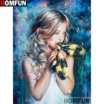 

HOMFUN Full Square/Round Drill 5D DIY Diamond Painting "Oil painting girl" Embroidery Cross Stitch 3D Home Decor Gift A14045