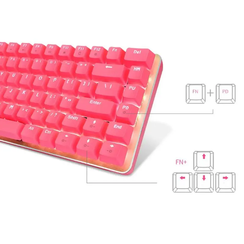 

White Backlight Mechanical Keyboard Blue Switch PBT 82 Keys Wired USB Keyboard