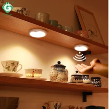 3W Motion Sensor 12V LED Light Puck Lamp Kitchen Under Cabinet Light Wardrobe Cupboard Closet PIR Night Lighting