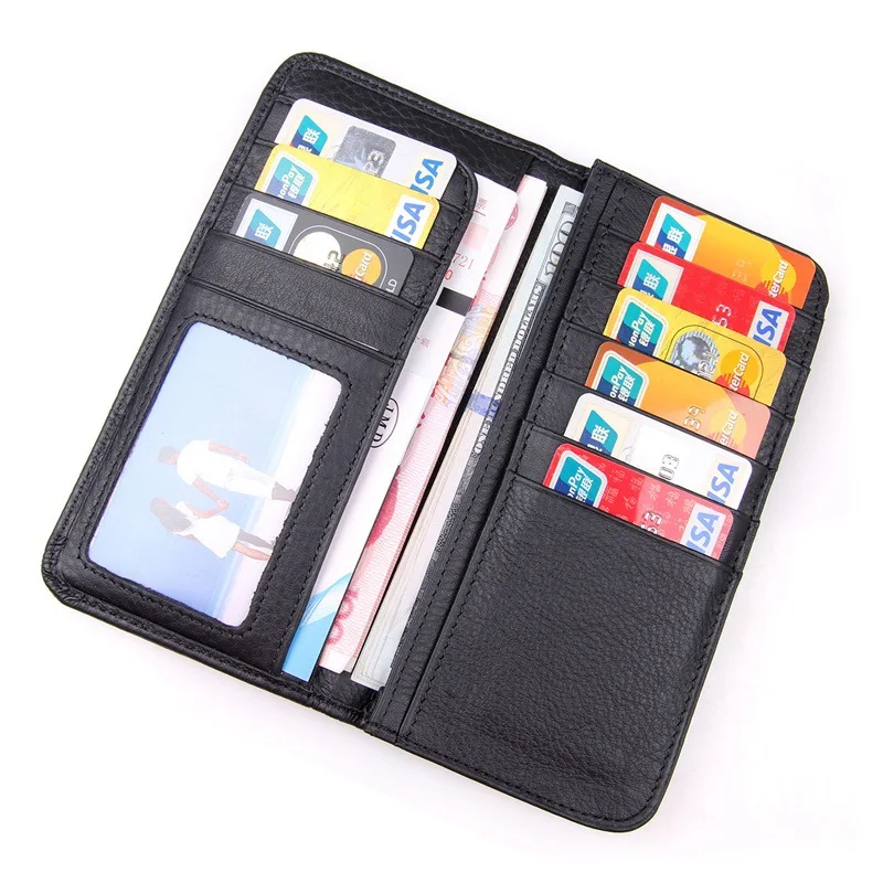 

Men's Long Wallet Men Genuine Leather Clutch Wallets Purses