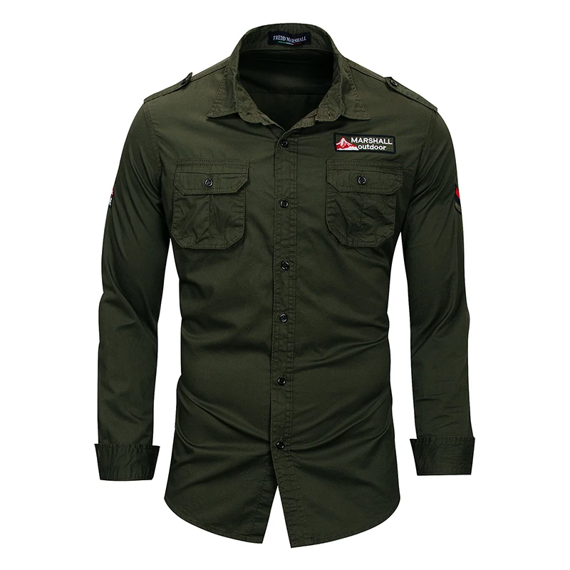 Мужская рубашка в стиле милитари, мужские хлопковые рубашки с длинными рукавами, мужская приталенная рубашка Camisa Masculina, цвета хаки, черный, армейский зеленый, Повседневная рубашка для мужчин