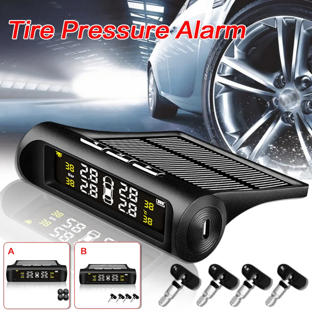 

Wireless Solar Energy Tire Pressure Monitor Automotive Universal tpms Tire Pressure Detector Alarm