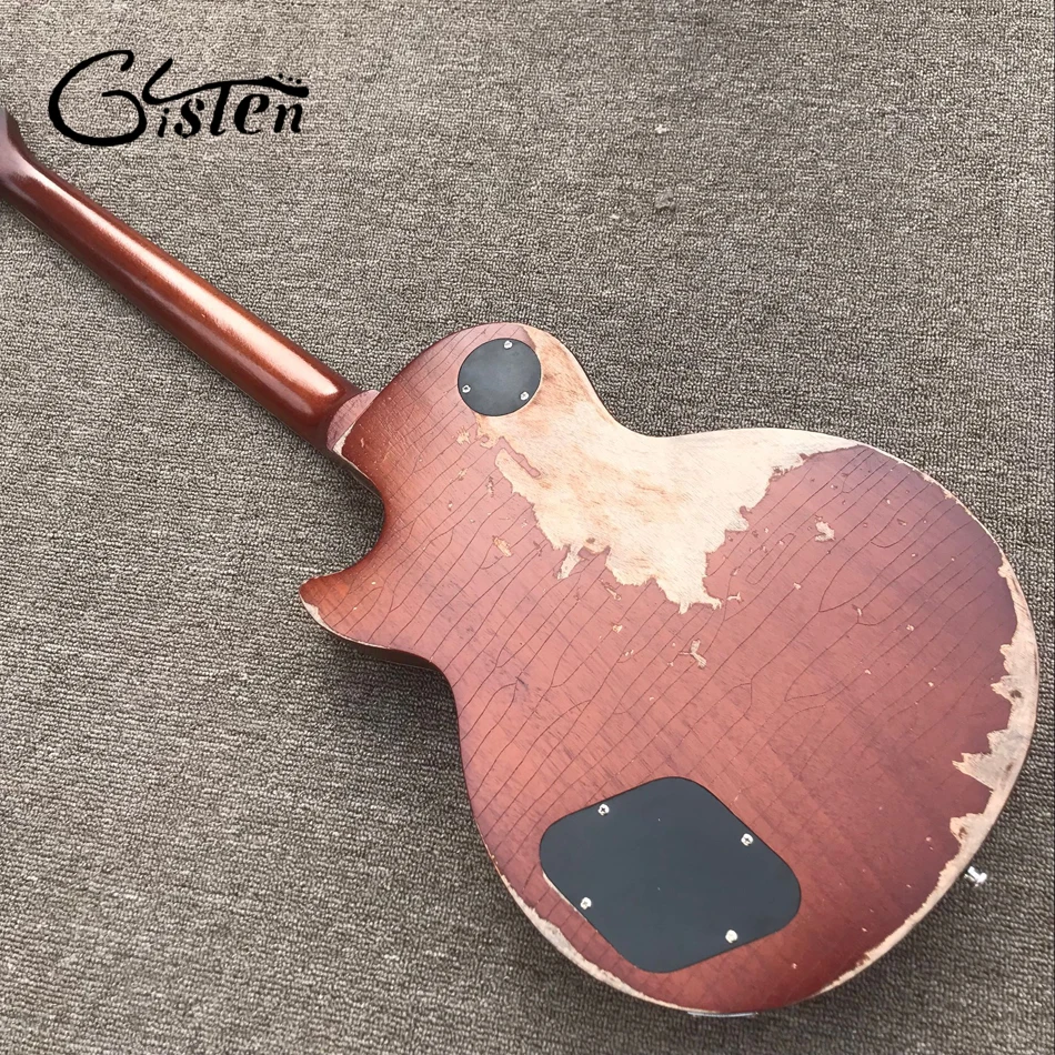 

Free delivery of electric guitar, lemon burst, one body, one neck Retro relics ST Picture real shot lp standard