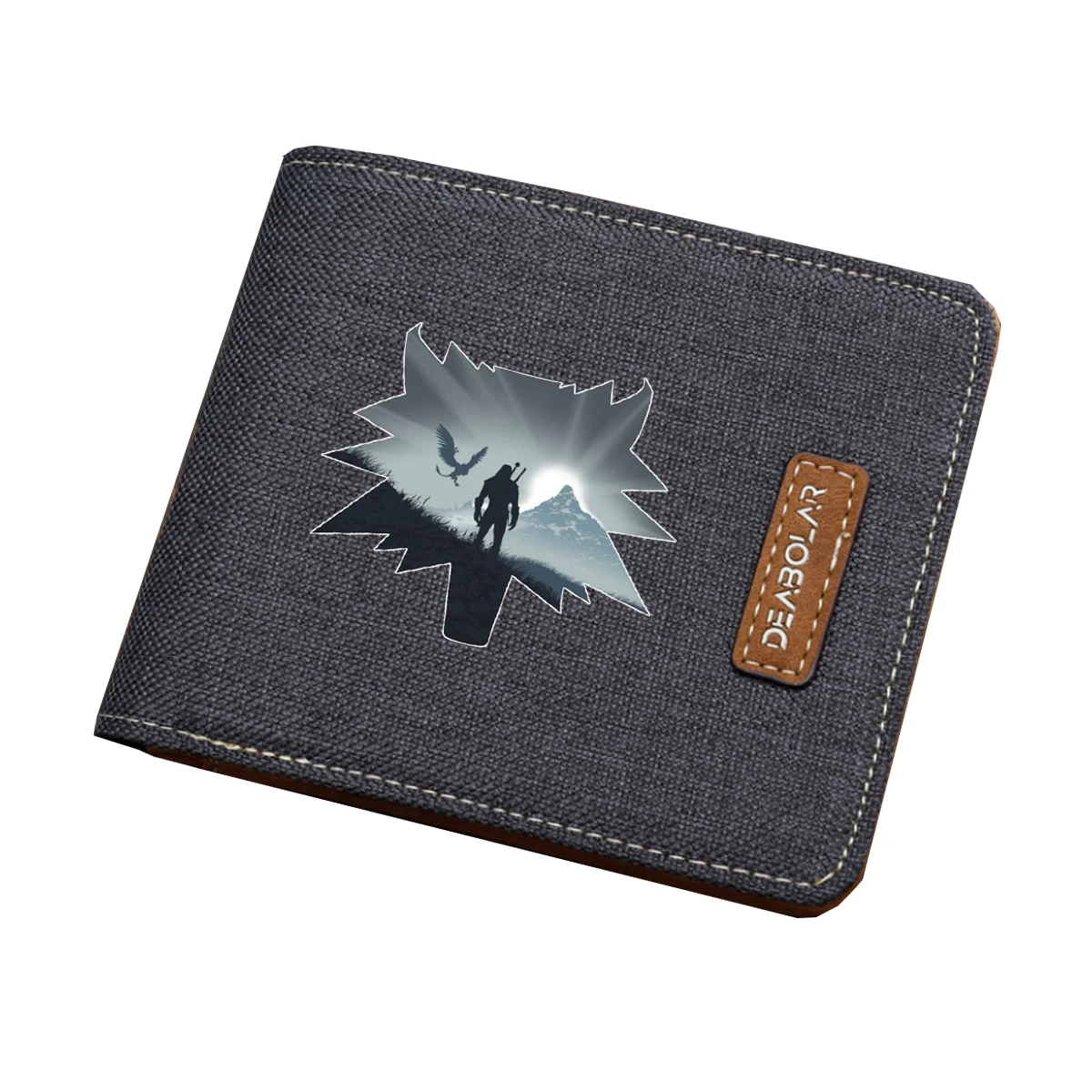 

Anime The Witcher Khaki canvas Wallet High Quality Card Holder Purse Men's Short Wallet Cosplay Gift Money Bag