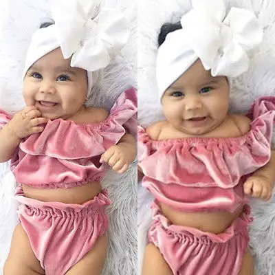 2 шт. бархатные шорты с открытыми плечами|kids baby girl|kids babyclothes girls |