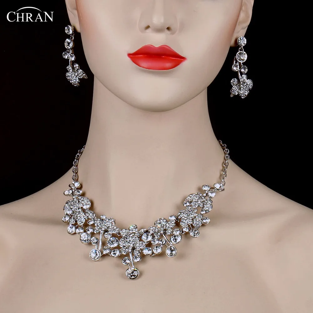 CHRAN Silver Plated Flower Wedding Jewelry Set for Bridesmaids Lovely Crystal Bridal Party Accessories | Украшения и аксессуары
