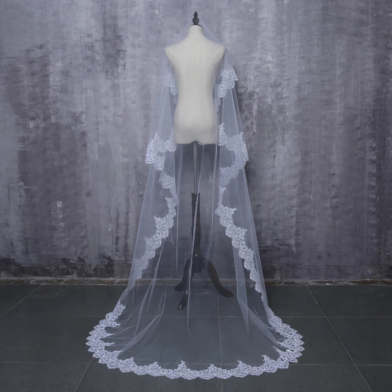 2019 Новое Белое Кружевное длинное свадебное платье Свадебные вуали Vestido De Noiva Свадебные вуали Длинные Свадебные вуали Чехлы для мангала