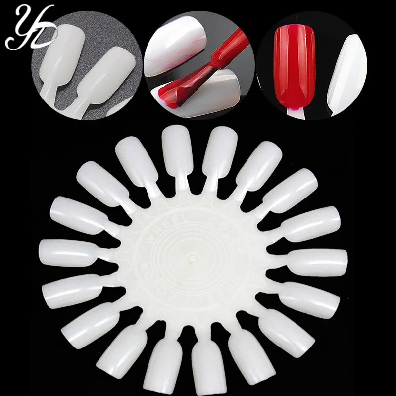 

YiDay 90 False Nail Tips Round Acrylic Display Practice Board DIY Design Tool Nails Practice UV Gel Polish Color Show Salon Test