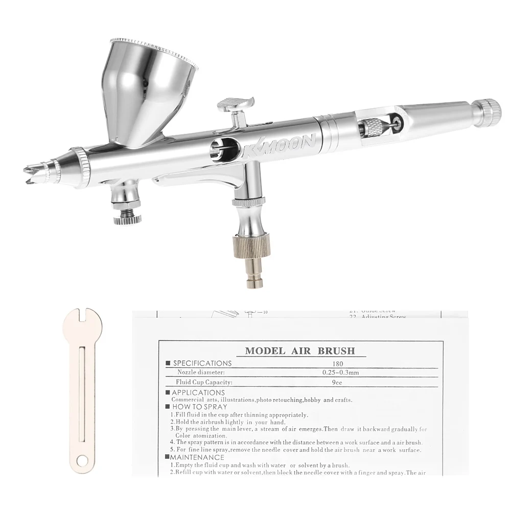 KKmoon 0,25 мм самотеком двойного действия Аэрограф Комплект Набор воздушная кисть для Книги по искусству живопись тату для ногтей Книги по