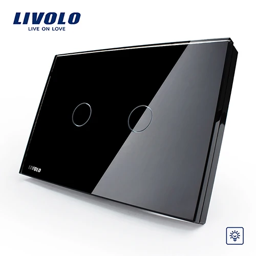 Livolo слоновая кость белый кристалл стеклянная панель, стандарт США/Австралии настенный выключатель, VL-C302D-81, диммер сенсорный домашний настенный светильник - Цвет: Black
