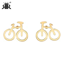 RIR розовое золото милые крошечные велосипедные серьги-гвоздики для женщин и мужчин серьги в форме велосипеда украшения с простым дизайном