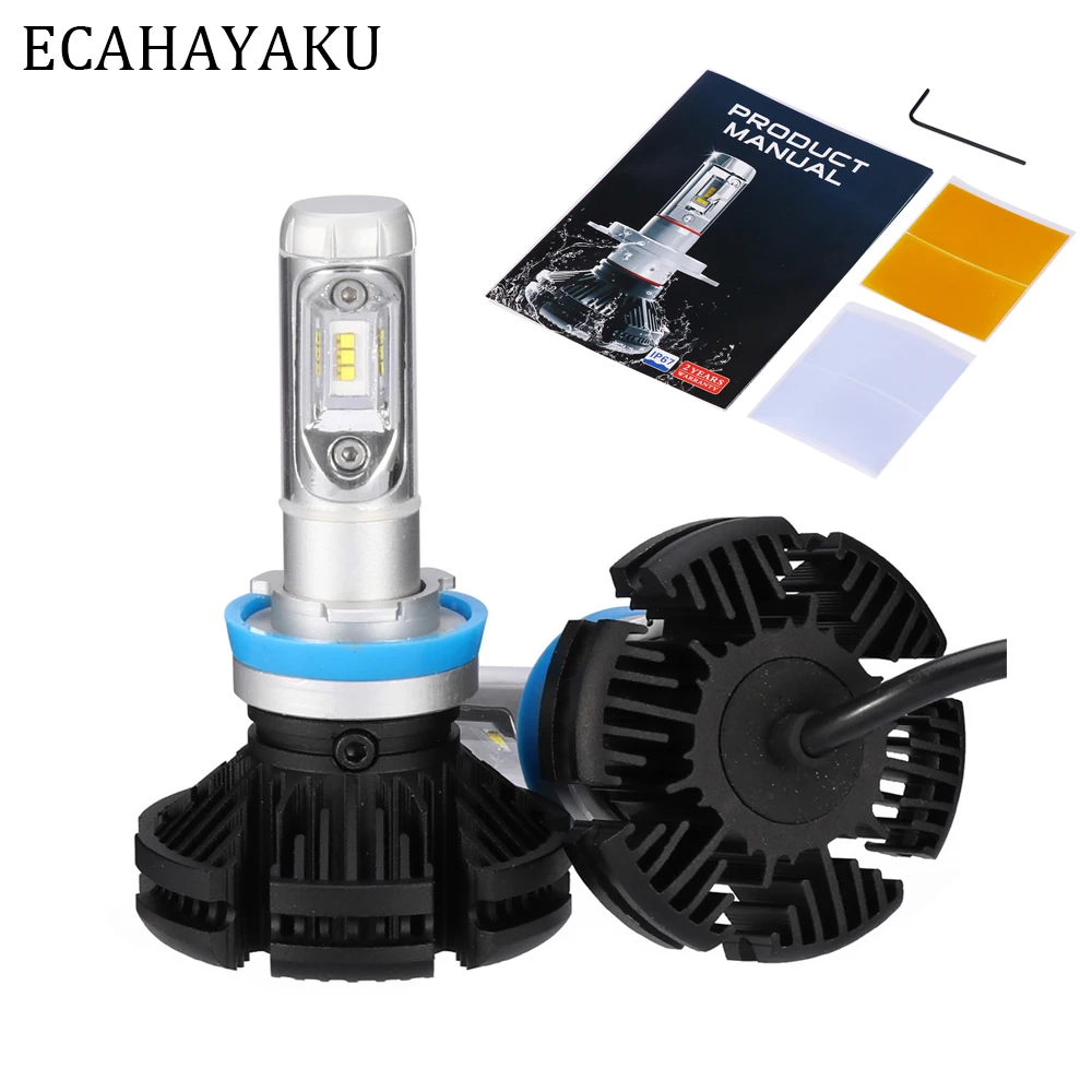 

ECAHAYAKU 2PCs X3 ZES H4 H7 LED Car Headlight Bulb 3000K/6500K/8000K Yellow White Ice Blue Lamp H11 9005 9006 LED Car Lights