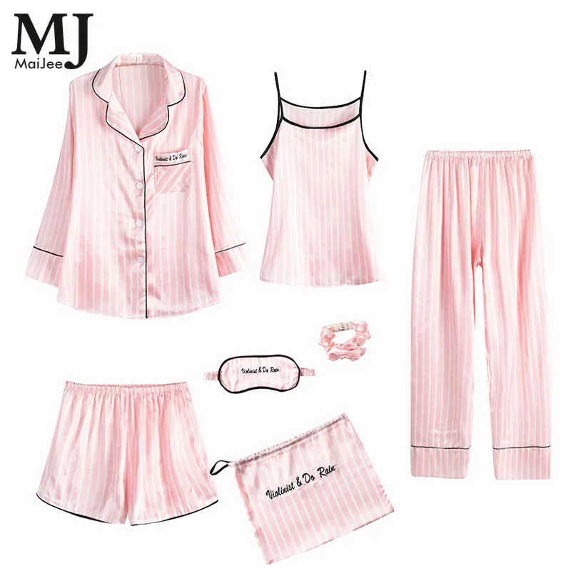 

MaiJee 7Pic Pijamas De Las Mujeres Pijama Mujer Pijama Feminino Pyjamas Women Pyjama Femme Combinaison Pyjama Pigiama Donna