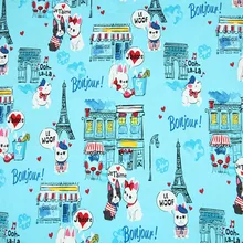 140 см ширина мультфильм кошка собака Bonjour синий хлопок ткань для девочек одежда наволочки Домашний Комплект постельного белья сумки DIY-BK514