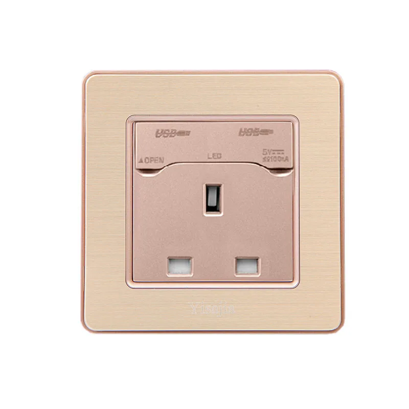 

86 Type British Three Hole Wall Socket Power Socket Panel 13A British Standard Socket With Usb2.1A AC 110~250V