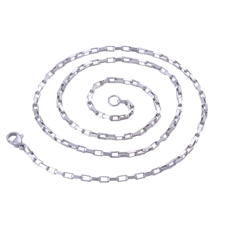 

2.0mm(Width) Tiny Stainless Steel Box Chain Necklace for Glass Floating Memory Charm Locket Pendant Rolo Chain Necklace