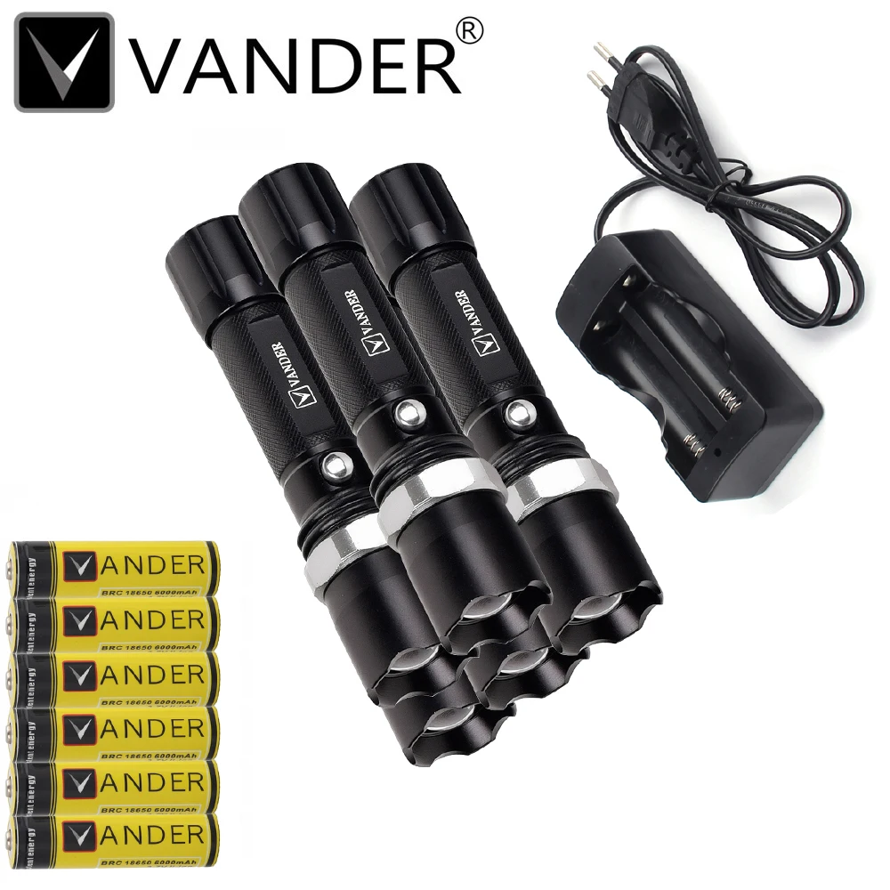 5 шт. led cree xm-l t6 фонарик 3800 люмен 3 режим высокой мощности лампы масштабируемые