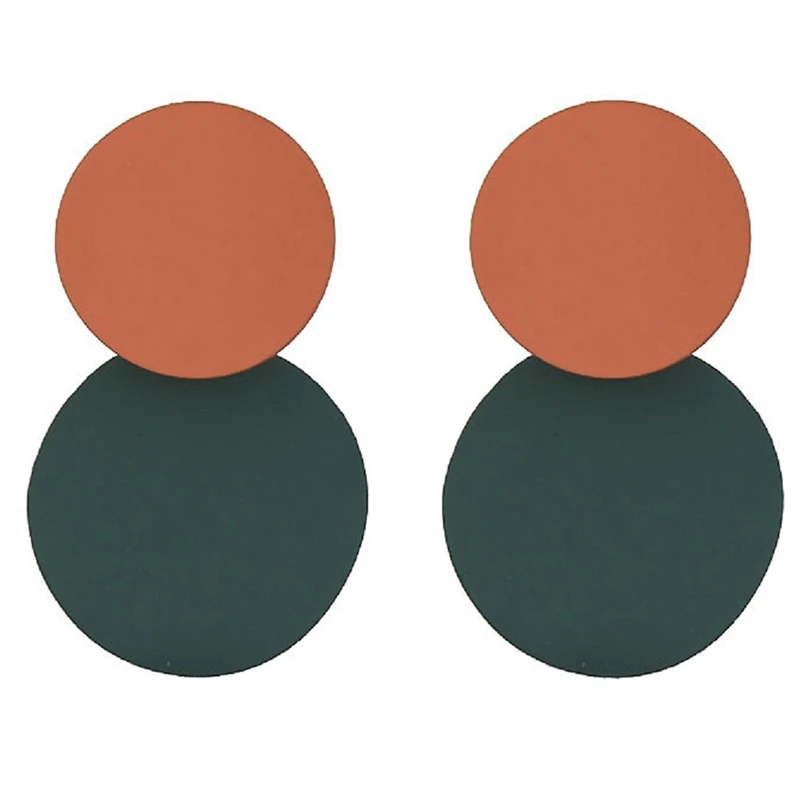 

2018 New Colorful Hit Color Metal Round Geometric Circle Drop Earrings Round Earrings For Women