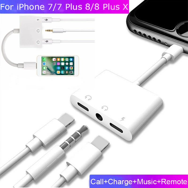 

3 in1 3.5mm Audio Call Charger Line Control Jack Splitter Adapter For iPhone X 7 8 6 For IOS 11 Headphone Splitter Jack Adapter