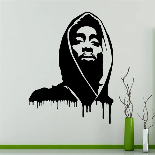 

Free shipping diy Tupac Shakur Wall Decal 2pac Wall Vinyl Sticker Rapper Hip Hop Home Interior Bedroom Decor Wall Design