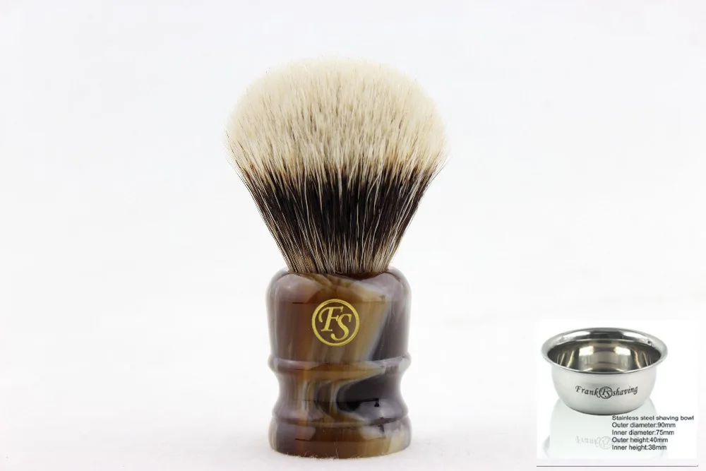 "FS" 24mm BULB SHAPE 2 Band Finest badger Shaving Brush Chocolate Color