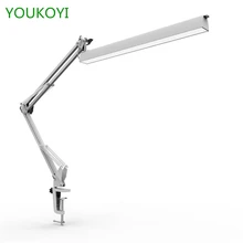 YOUKOYI A16 Office Desk Clamp Lamp 3 Level Dimmer Adjustable Swing Arm Architect LED Table Lamp with USB Charge,Eye-caring,White