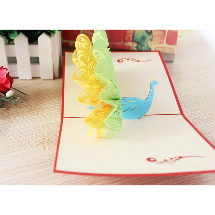Pop Up Handmade Greeting Cards Vintage Pea Flaunting Its Tail Pop Up Handmade Greeting Cards Vintage Pea Flaunting Its Tail Creative Wedding Invitations Postcard Birthday Card In From