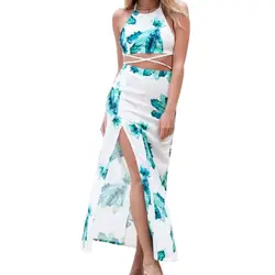 Женское платье 2019 винтажное сексуальное богемное цветочное Туника пляжное платье Сарафан 2 шт. костюмы Длинные платья женские спагетти