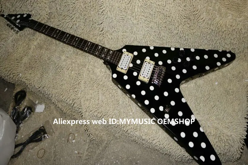 

Guitar Factory Custom Shop Black White Polka Dot Electric Guitar Free Shipping