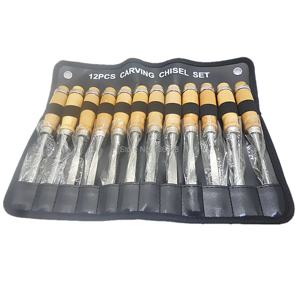 12Pcs Wood Carving Hand Chisel Woodworking Tool Set Woodworkers Gouges
