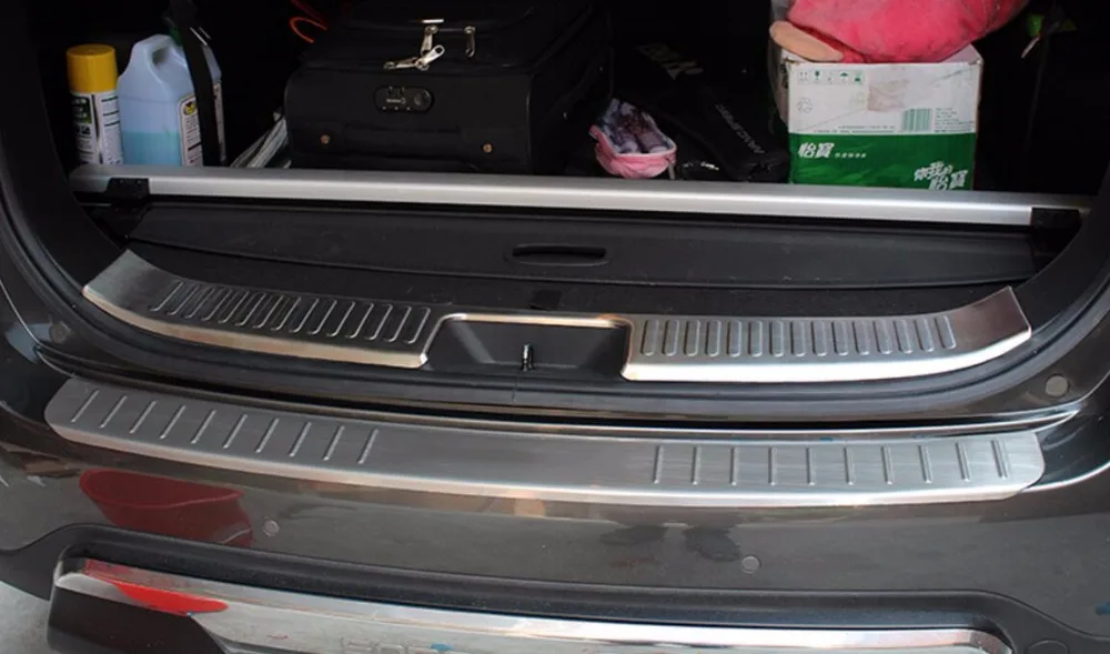 2Pcs High quality 304 stainless steel Inner+Outside Rear bumper Protector Sill Trim For KIA