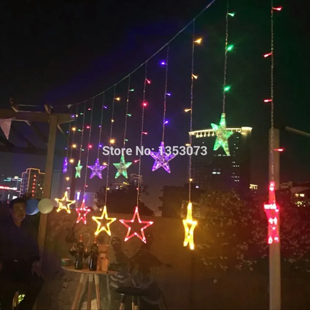 Star LED Light String Living Room Bedroom Valentines Day Nightclub KTV Party Decoration Lamps 2.5m 138leds 12 Stars 220V - rgb 1-1