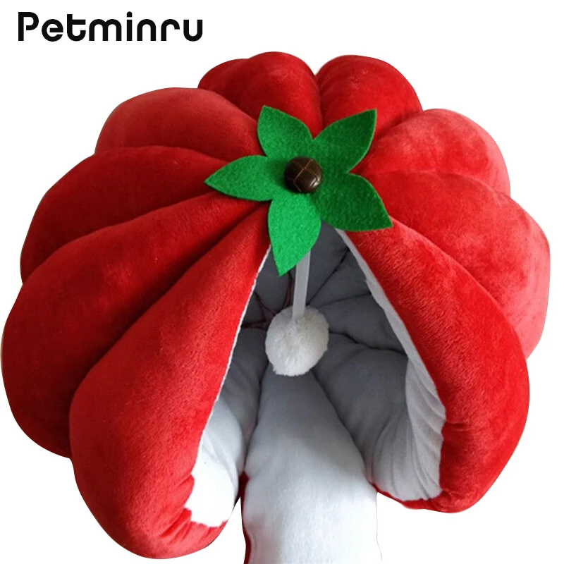 Petminru теплый зимний персиковый оранжевый тыквенный домик для собак, гнездо для питомцев, кровать для питомцев, диваны для кошек, спальные мешки для домашних животных