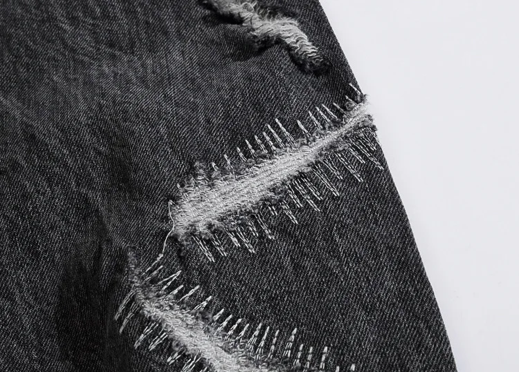 Мужская повседневная джинсовая куртка Sokotoo, приталенная курточка из рваного денима серого/черного цвета с заплатками
