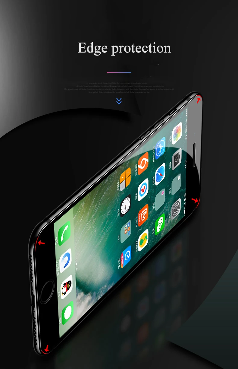 2 шт./лот 9D стекло для iPhone 6 6S 7 8 Plus закаленное защиты экрана iphone 7Plus полноэкранная