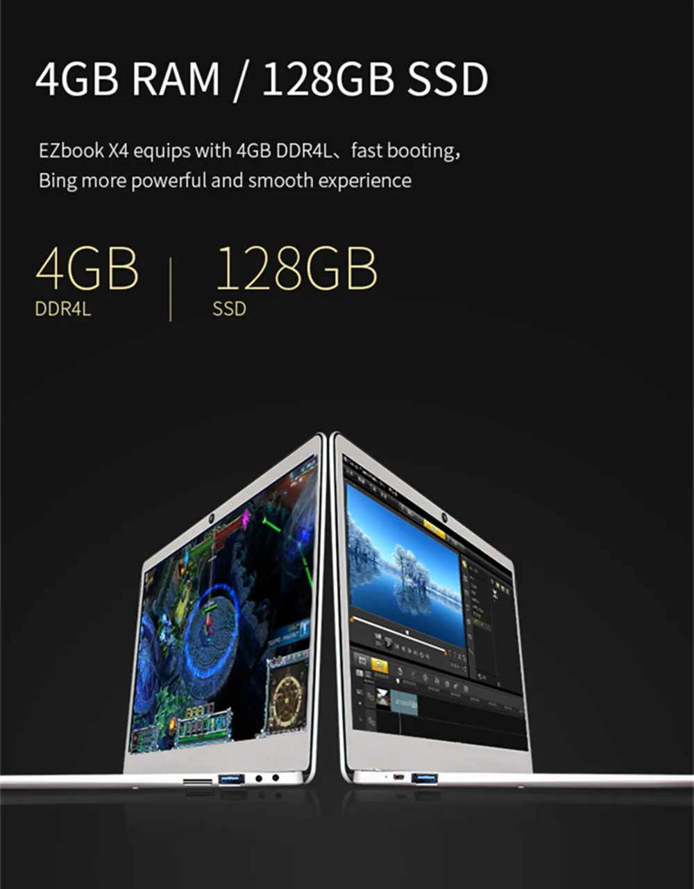 Джемпер EZbook X4 ноутбук Intel Gemini Lake N4100 4 ГБ ОЗУ + 128 Гб SSD 14,0 дюймов Windows 10 ноутбук
