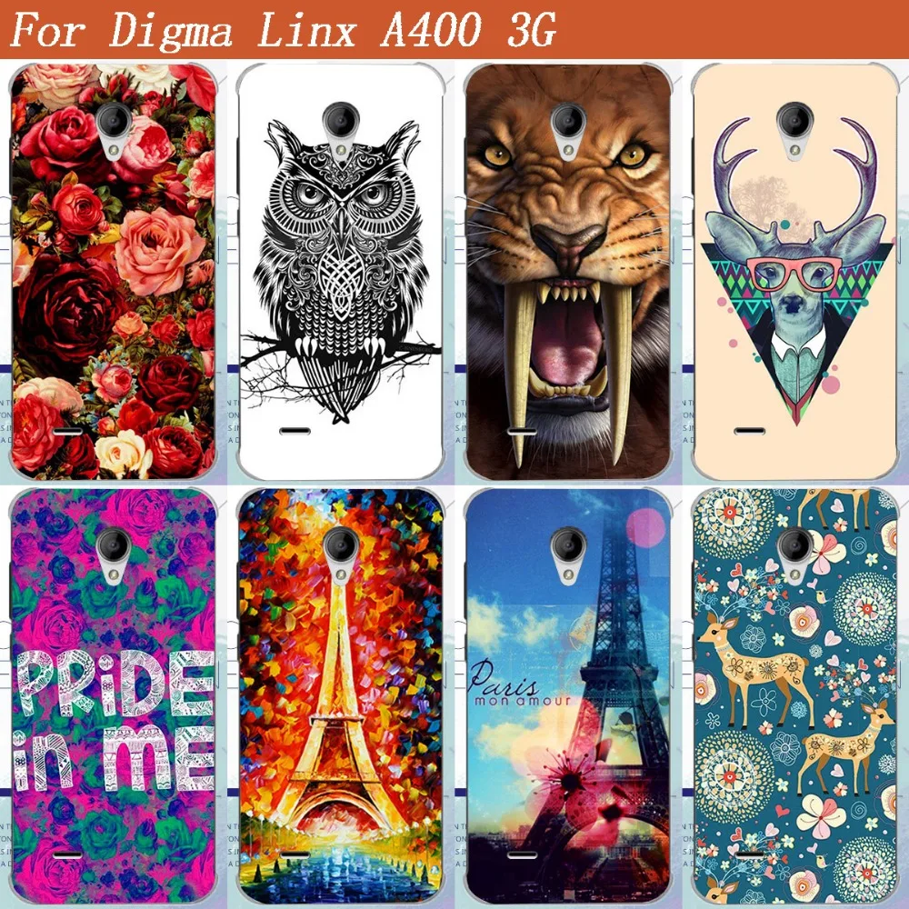 

Digma linx a400 3g Case Cover Cool Pattern painting Colored Tiger Owl Rose Eiffel Towers Soft Tpu Case For digma linx a400 Cover