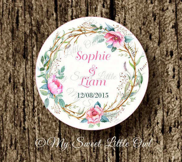 

Custom Flower Wedding Sticker,Tags,Bottle Labels ,Cupcake Toppers,Candy Box Tags ,Birthday Party Sticker,Wedding Decorations