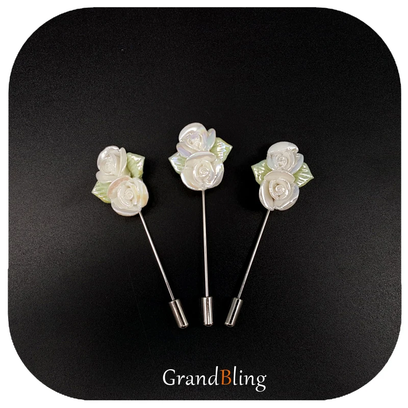 

Fancy Design Double White Roses Lapel Pins