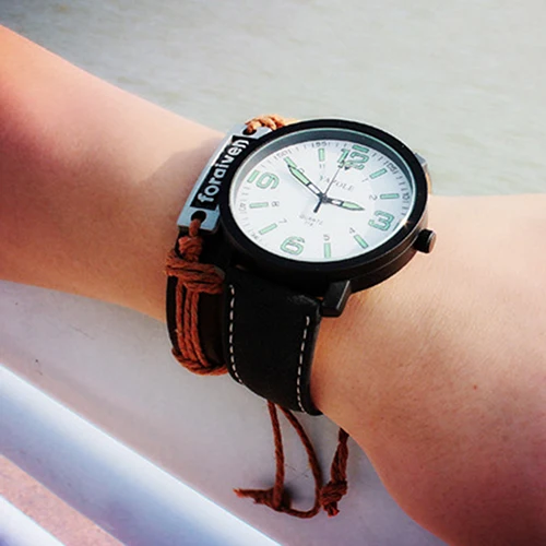 

Fashion Men's Women Watches Super Luminous Black Leather Strap Quartz Sport Wrist Watch relogio masculino relogio feminino 2017