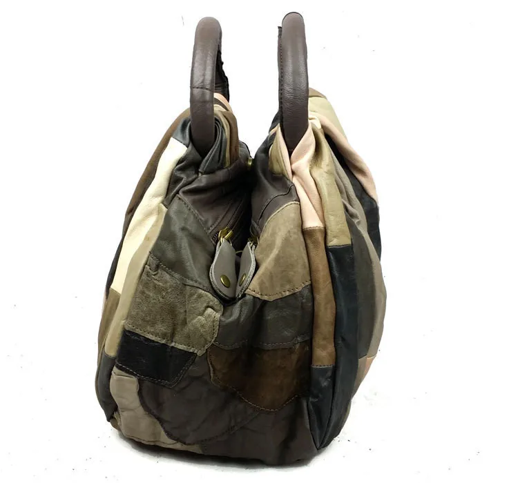 Роскошные Винтаж женские кожаные сумки Теплые лоскутное ведро сумка женская сумка на плечо